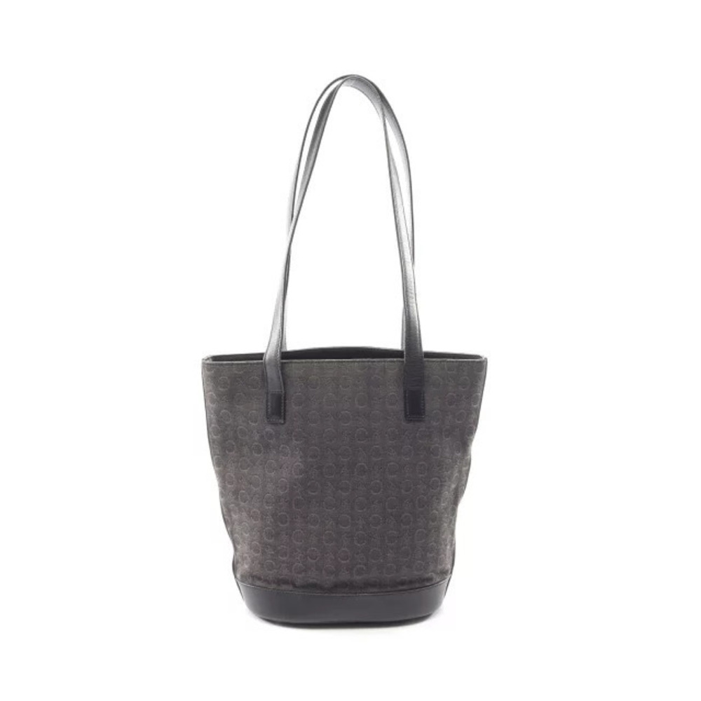 Celine C Macadam Tote Bag Canvas Leather Black